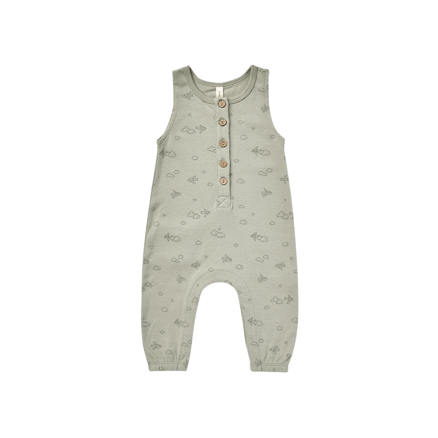 Sleeveless Jumpsuit | Pistachio Airplanes - HoneyBug 