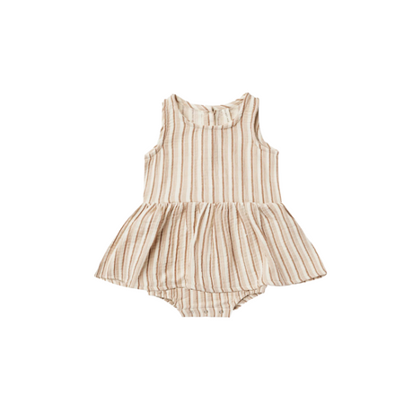 Skirted Tank Romper | Latte + Clay Stripe - HoneyBug 