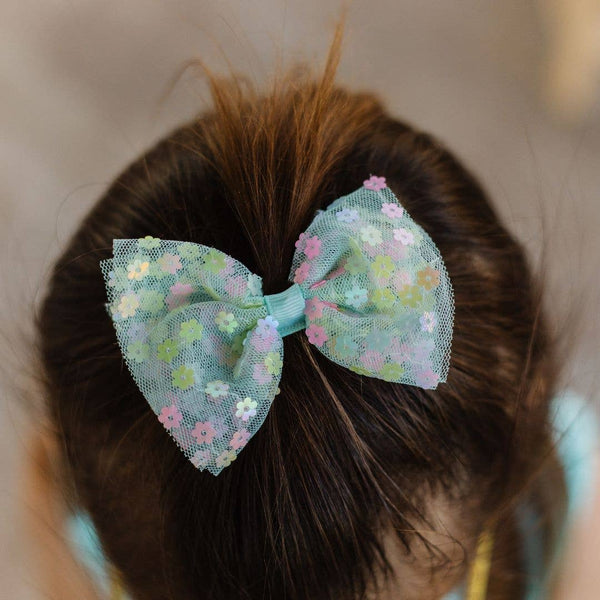 Robin Egg Blue Confetti Bow Clip - HoneyBug 