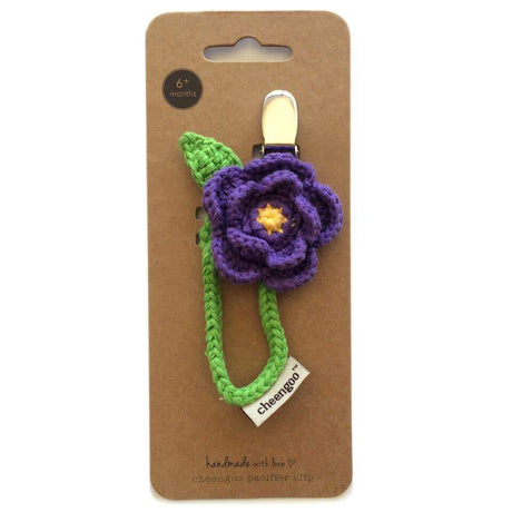 Pacifier Clip - Purple Dahlia - HoneyBug 