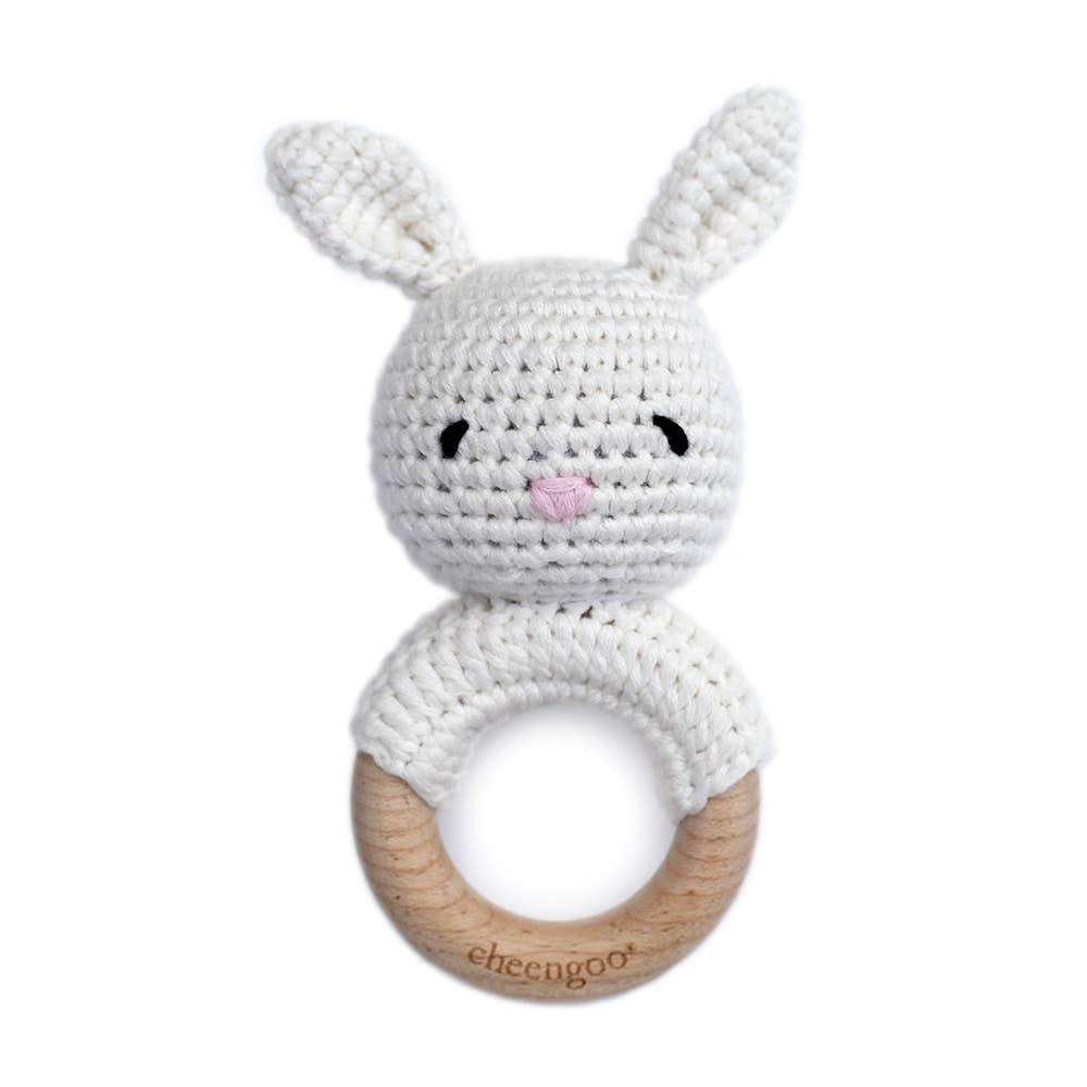 Bunny Teething Rattle - Snow - HoneyBug 