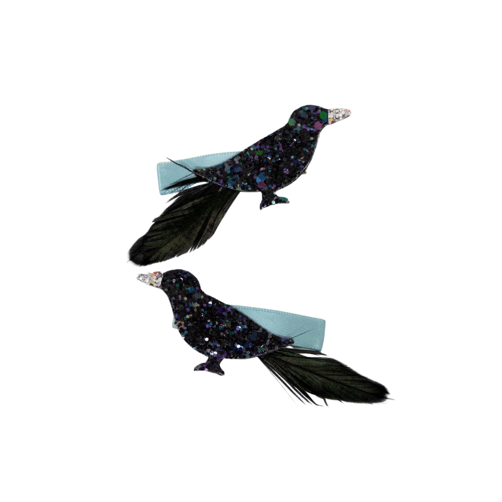 Halloween Glitter Crow Hair Clips (set of 2) - HoneyBug 