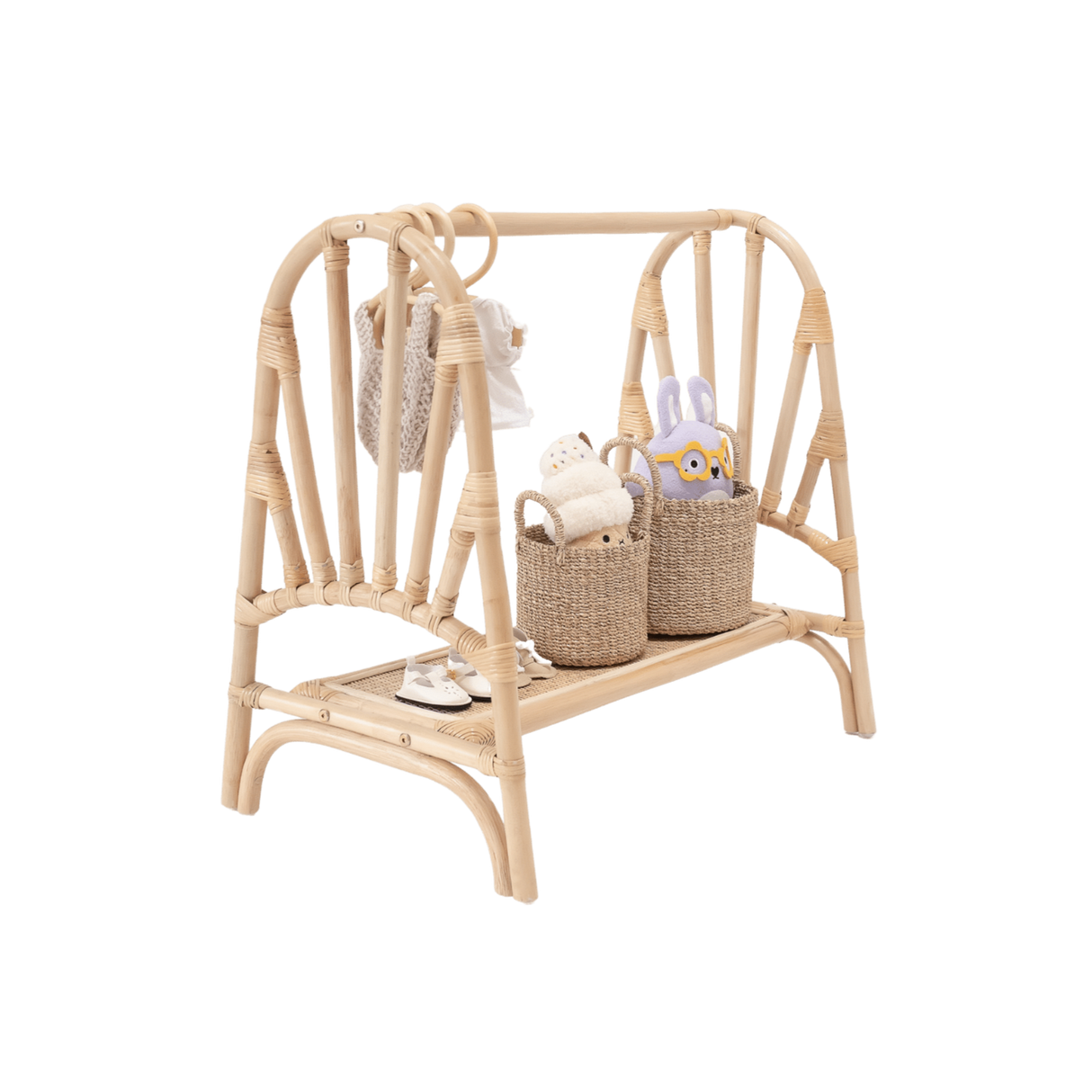 Kiara Mini Rattan Clothing Rack - HoneyBug 