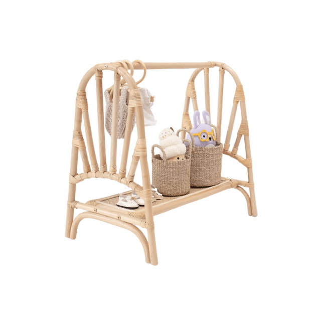 Kiara Mini Rattan Clothing Rack - HoneyBug 