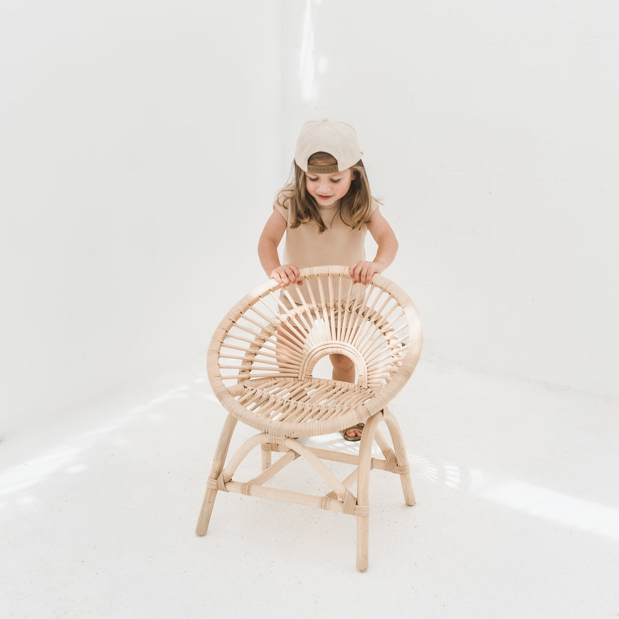 Rainbow Rattan Kids Chair - Natural - HoneyBug 