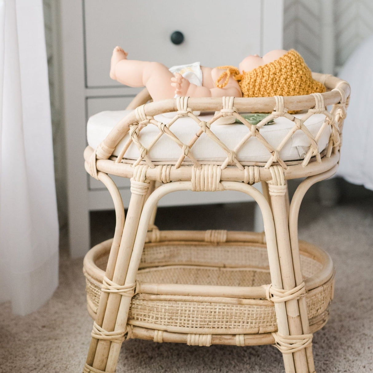 Aria Doll Rattan Changing Table - HoneyBug 