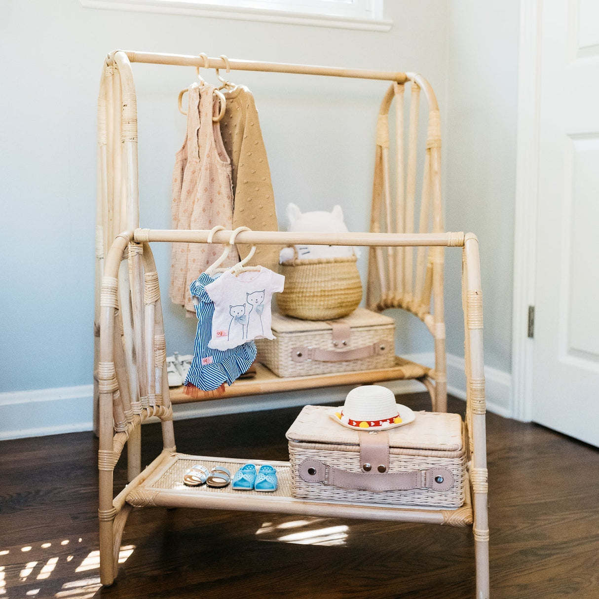 Kiara Mini Rattan Clothing Rack - HoneyBug 