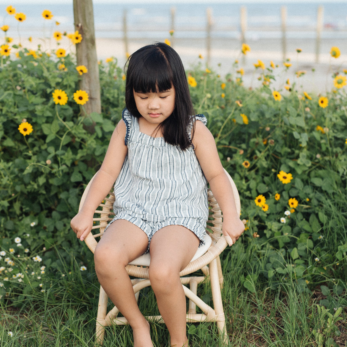 Rainbow Rattan Kids Chair - Natural - HoneyBug 