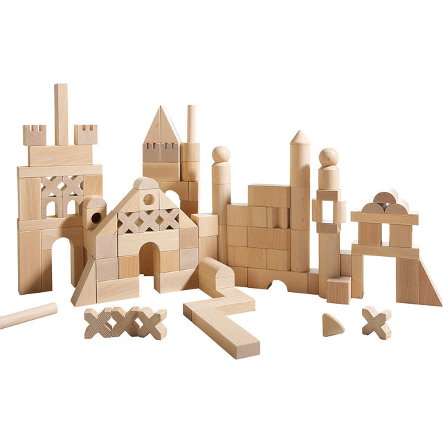 Basic Building Blocks 102 Piece Extra Large Wooden Starter Set - HoneyBug 