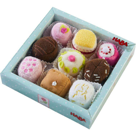 Haba Biofino Soft Petit Fours Set Of 9 Plush Desserts - Perfect For Pretend Tea Parties - HoneyBug 