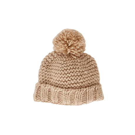 Latte Garter Stitch Beanie Hat - HoneyBug 