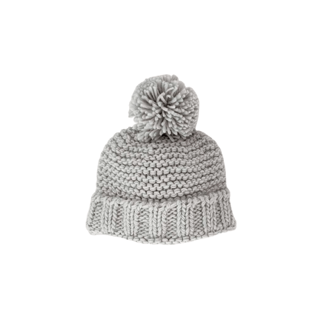 Light Grey Garter Stitch Beanie Hat - HoneyBug 