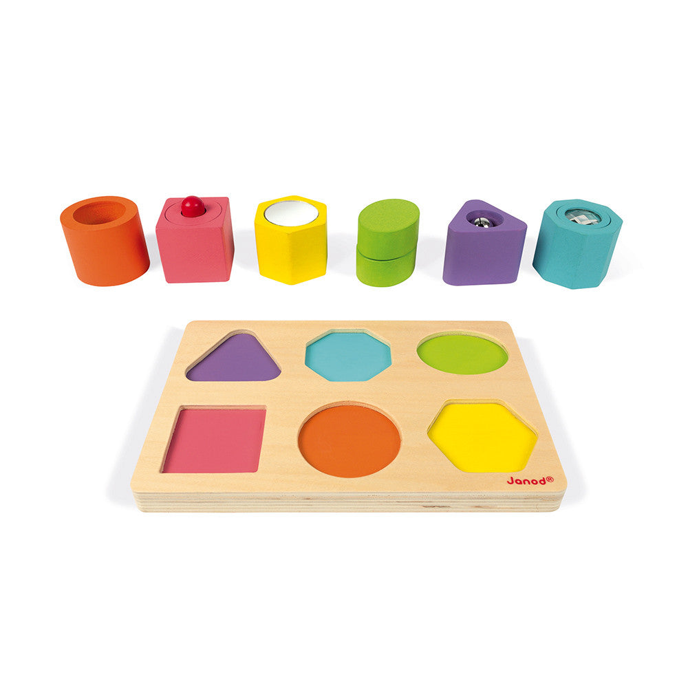 I Wood Shapes & Sounds 6-Block Puzzle - HoneyBug 