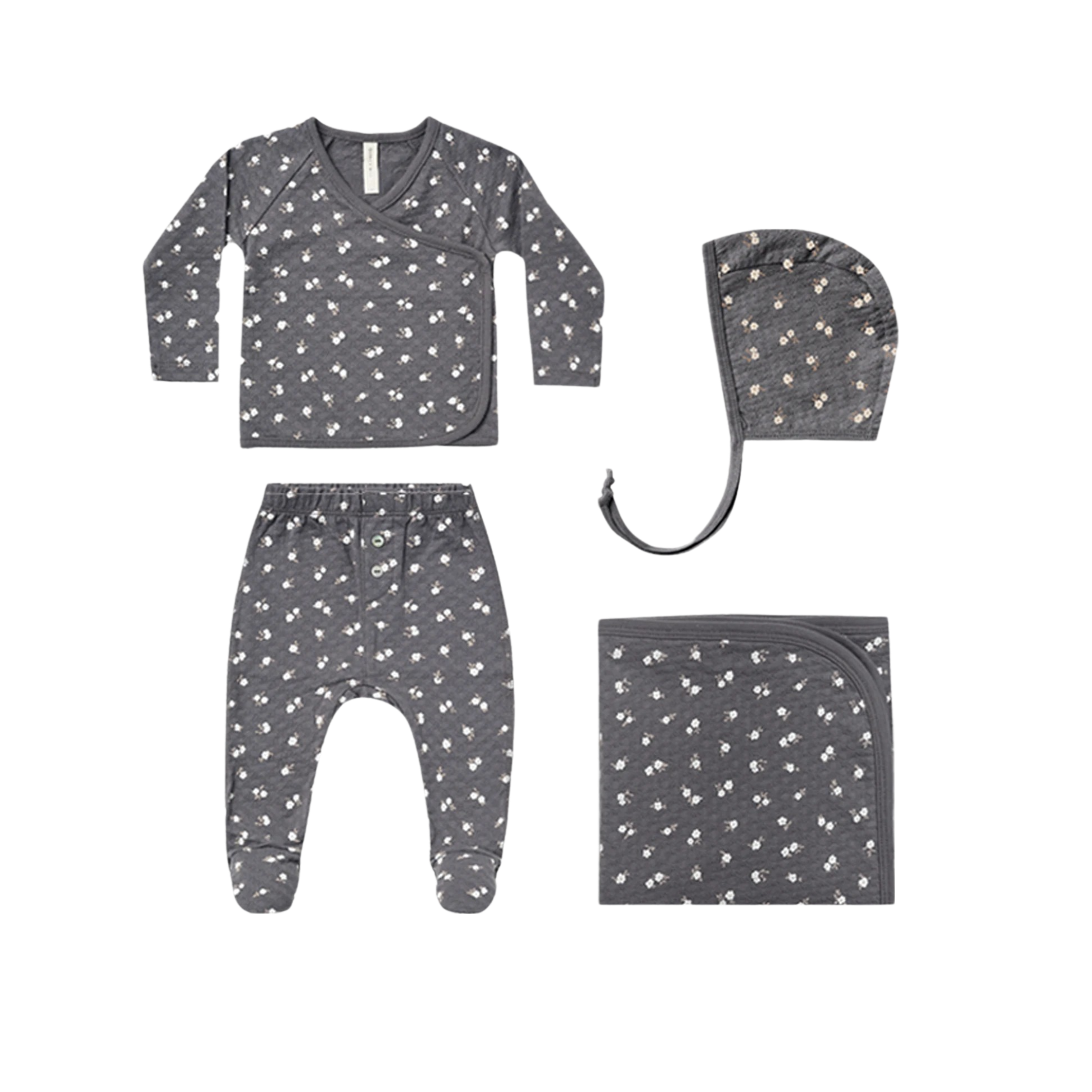 Pointelle Bringing Home Baby Set - Dark Floral - HoneyBug 