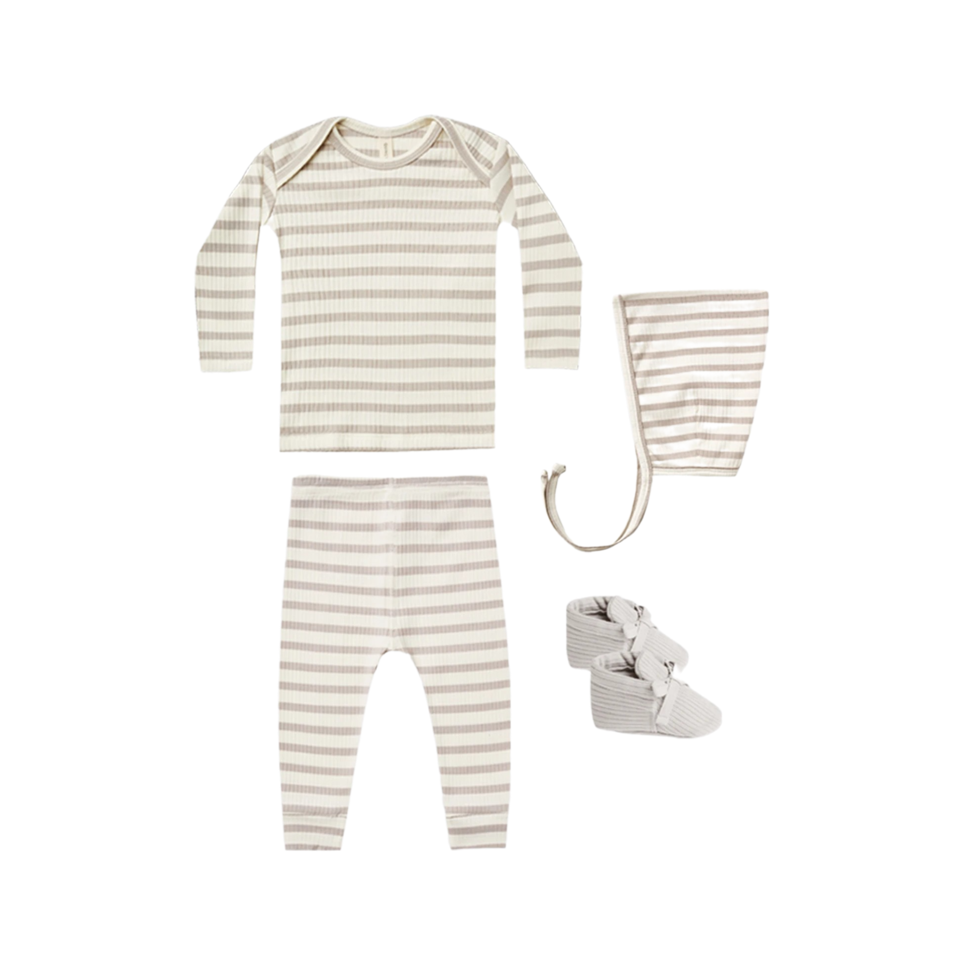 Ribbed Baby Play Set - Ash Stripe - HoneyBug 