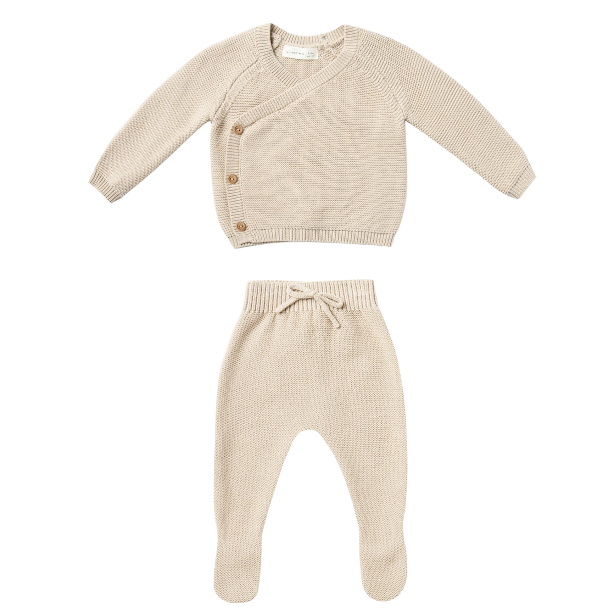 Knit Wrap Top + Pant Set - Natural - HoneyBug 