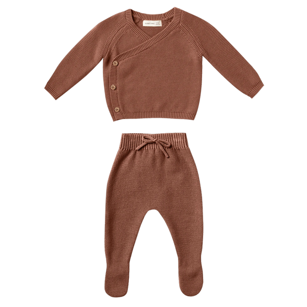 Knit Wrap Top + Pant Set - Clay - HoneyBug 