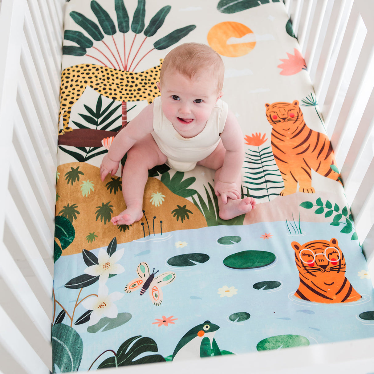 In The Jungle Standard Size Crib Sheet - HoneyBug 