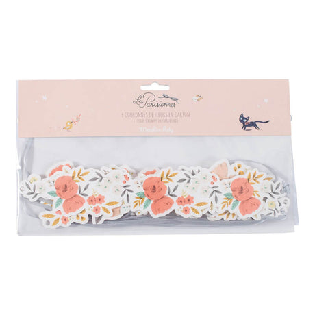 6 Floral Cardboard Crowns - HoneyBug 