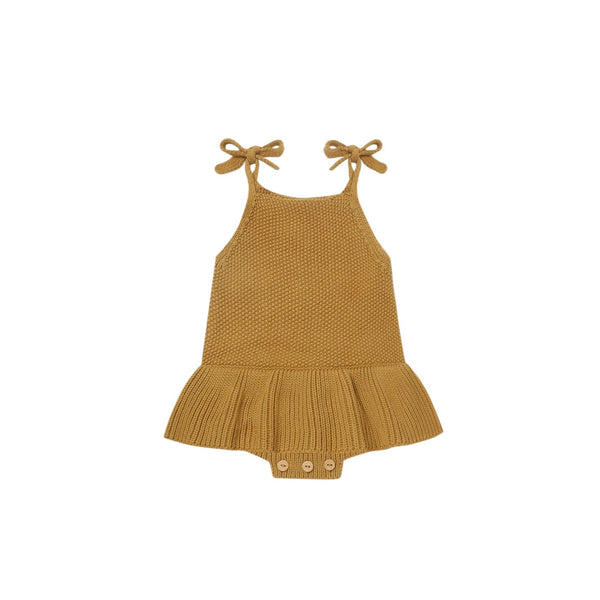 Knit Ruffle Romper | Ochre - HoneyBug 