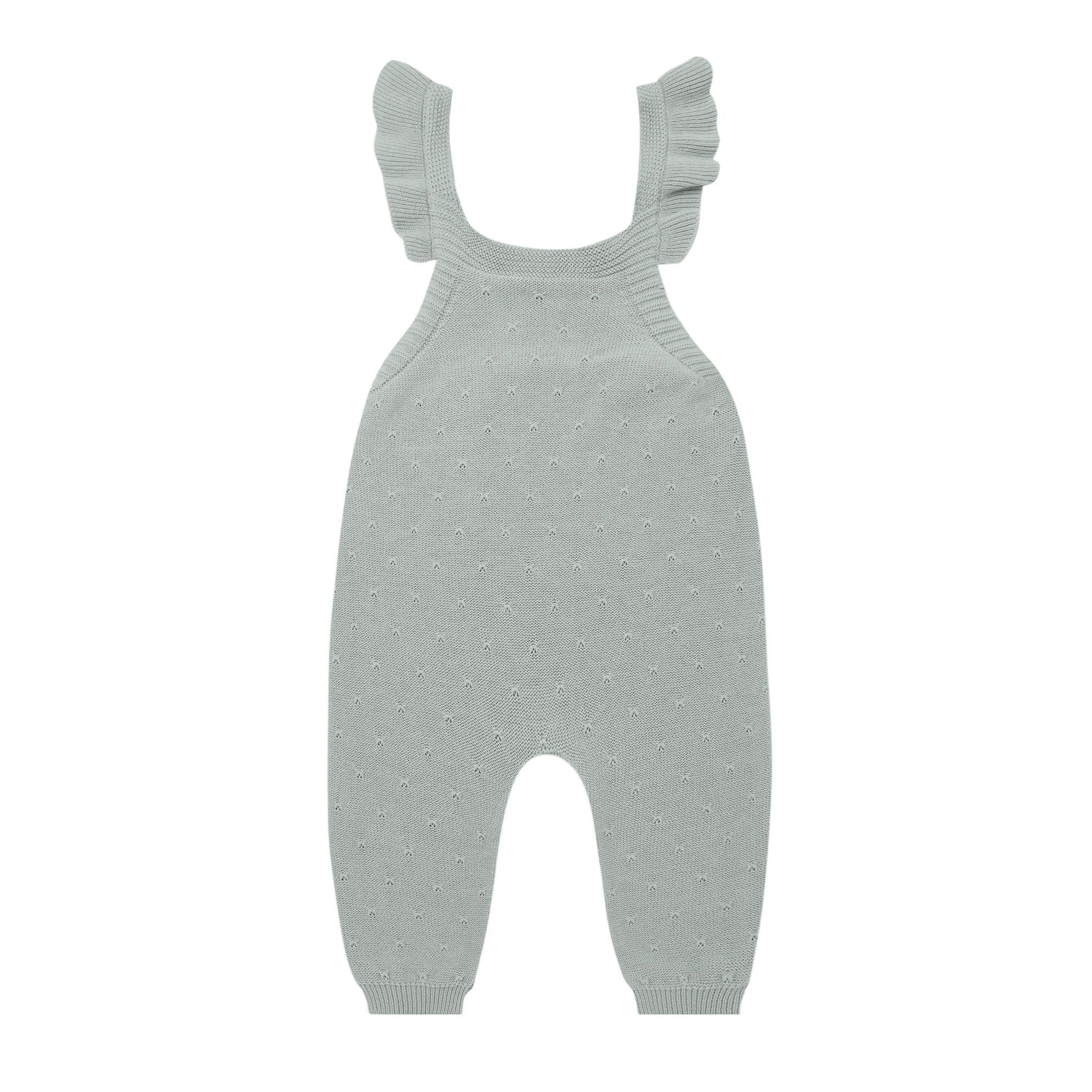 Pointelle Knit Overalls | Sky - HoneyBug 