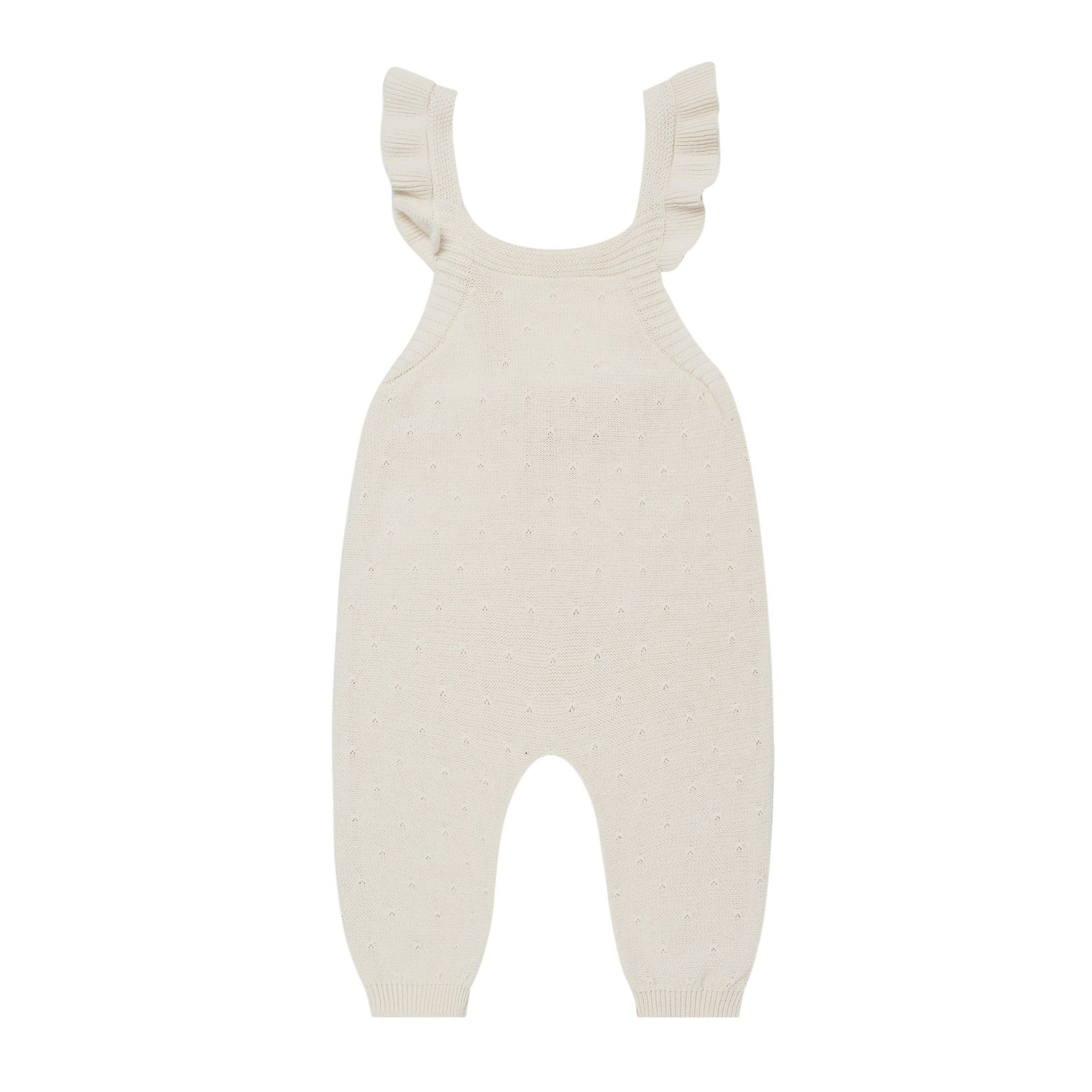 Pointelle Knit Overalls | Ivory - HoneyBug 