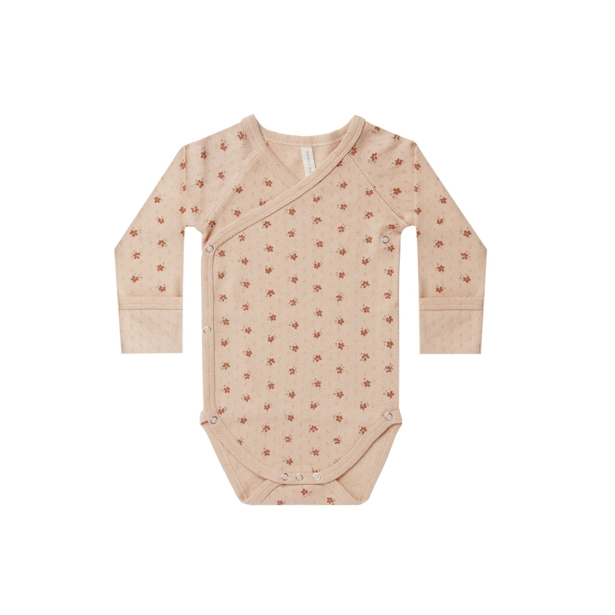 Pointelle Side-Snap Bodysuit | Blush Ditsy - HoneyBug 