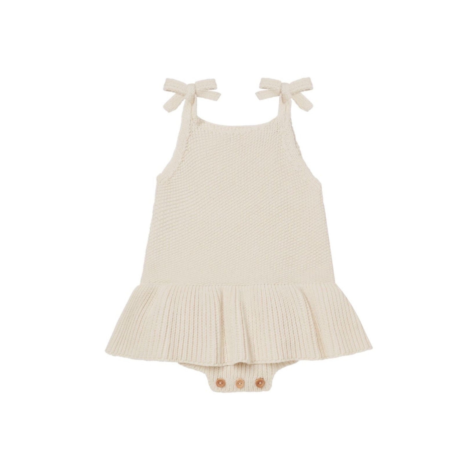 Knit Ruffle Romper | Natural - HoneyBug 