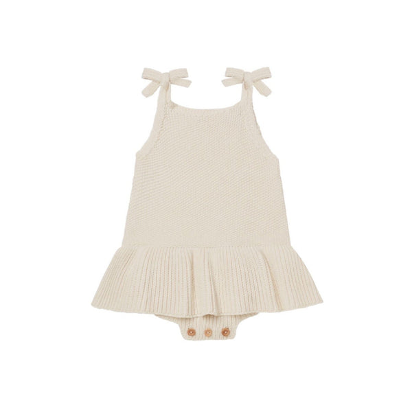 Knit Ruffle Romper | Natural - HoneyBug 