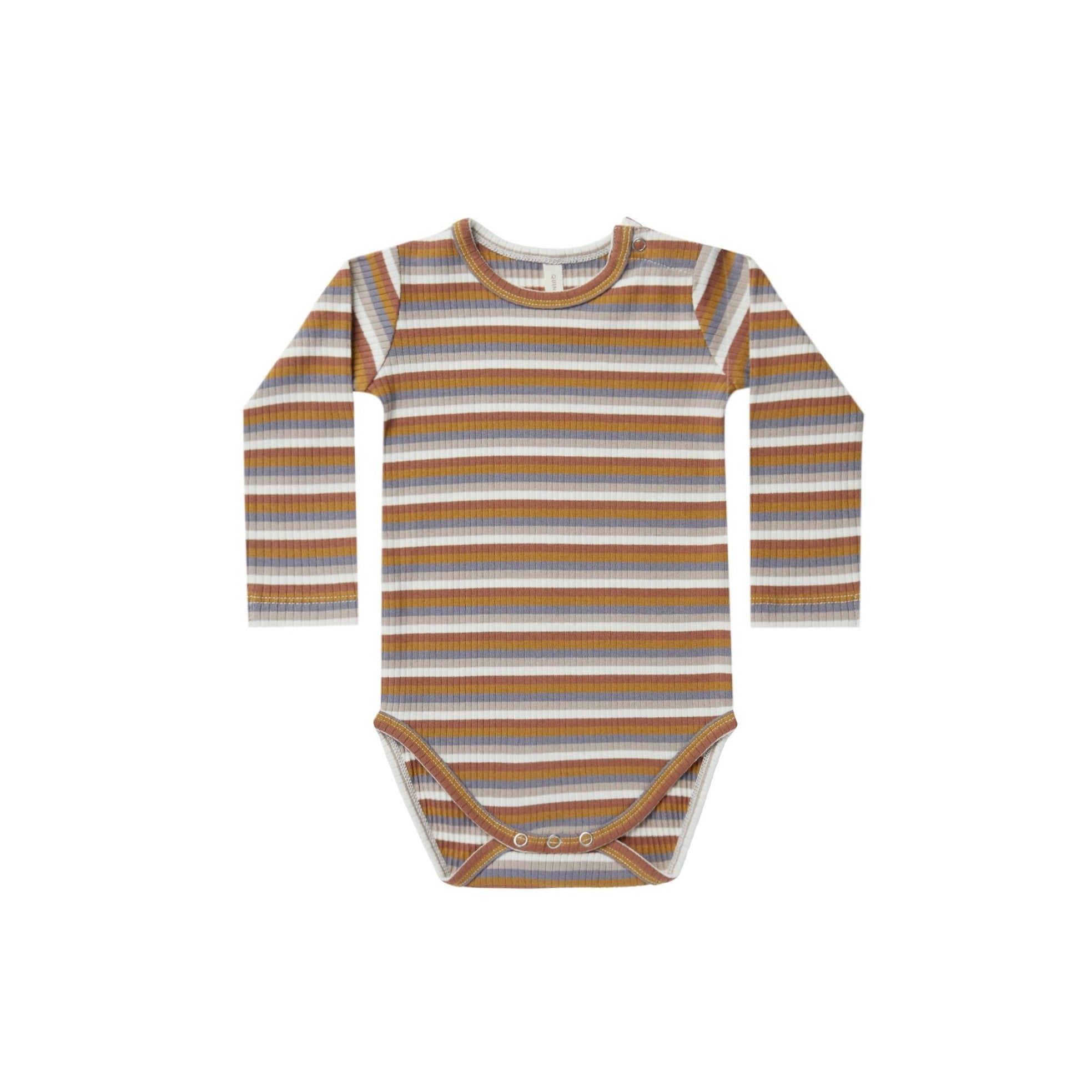 Ribbed Long Sleeve Bodysuit | Multi Stripe - HoneyBug 