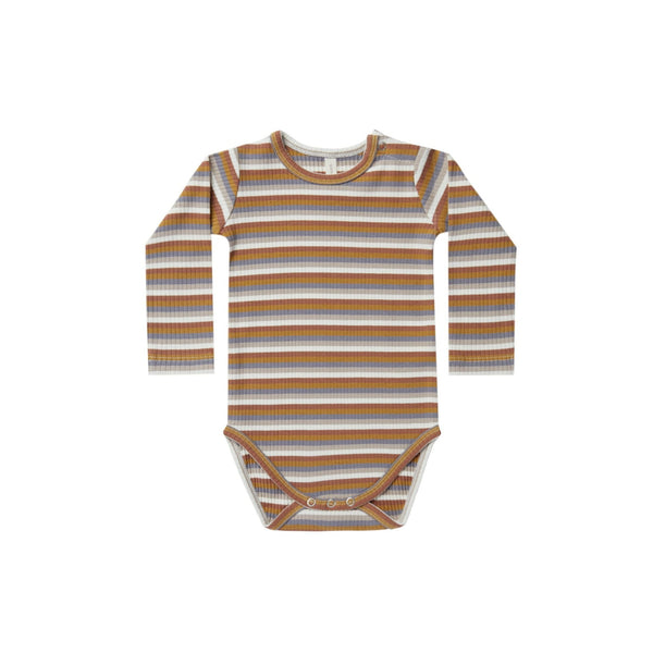 Ribbed Long Sleeve Bodysuit | Multi Stripe - HoneyBug 