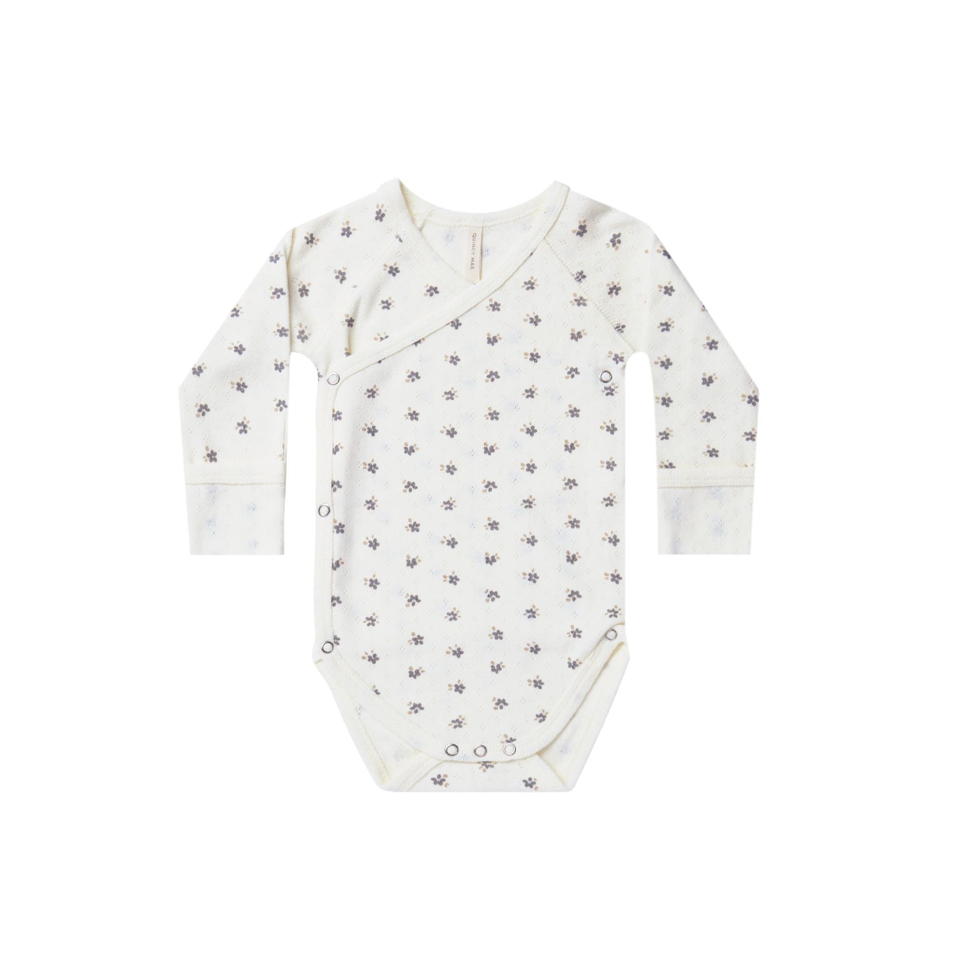 Pointelle Side-Snap Bodysuit | Indigo Ditsy - HoneyBug 