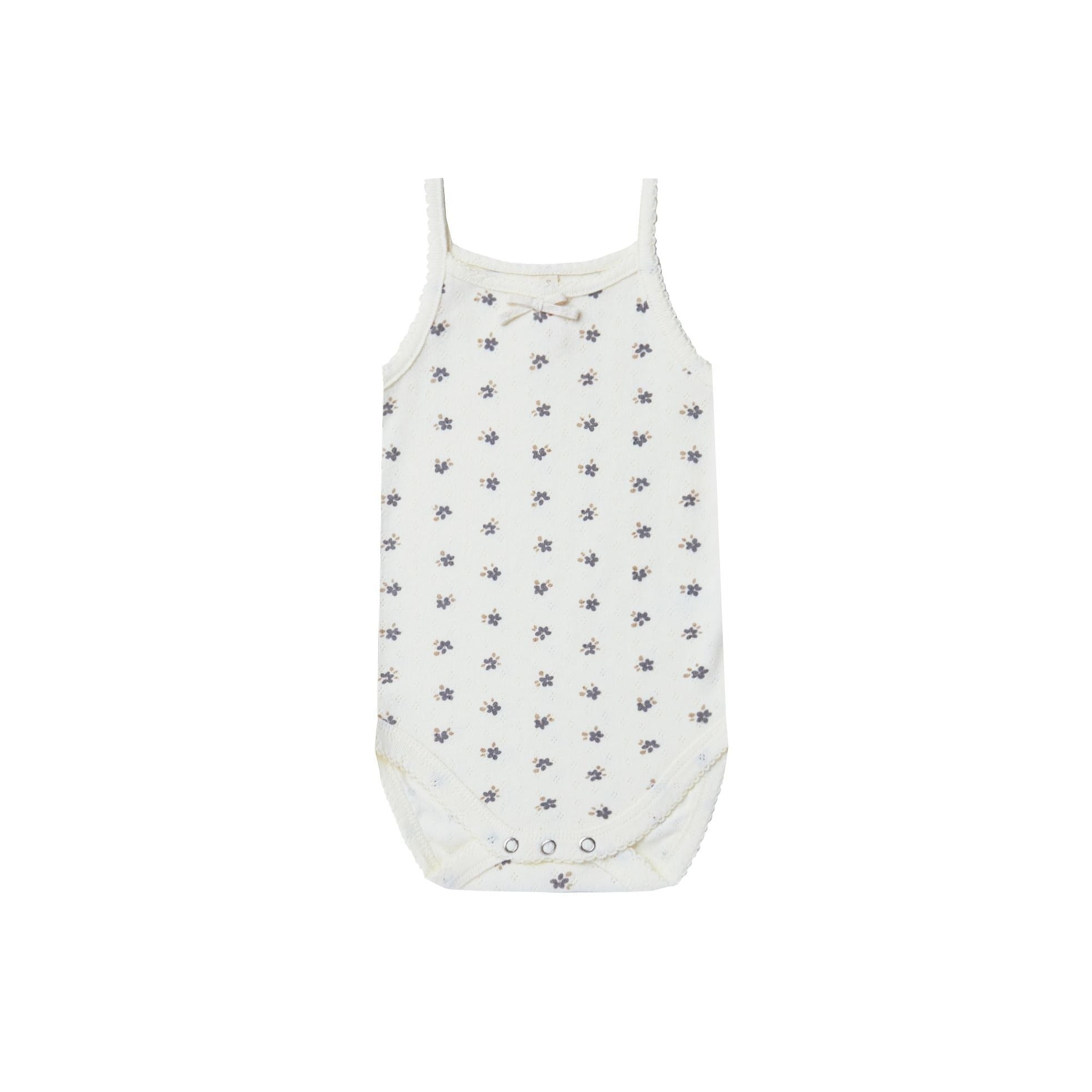 Pointelle Tank Bodysuit | Indigo Ditsy - HoneyBug 