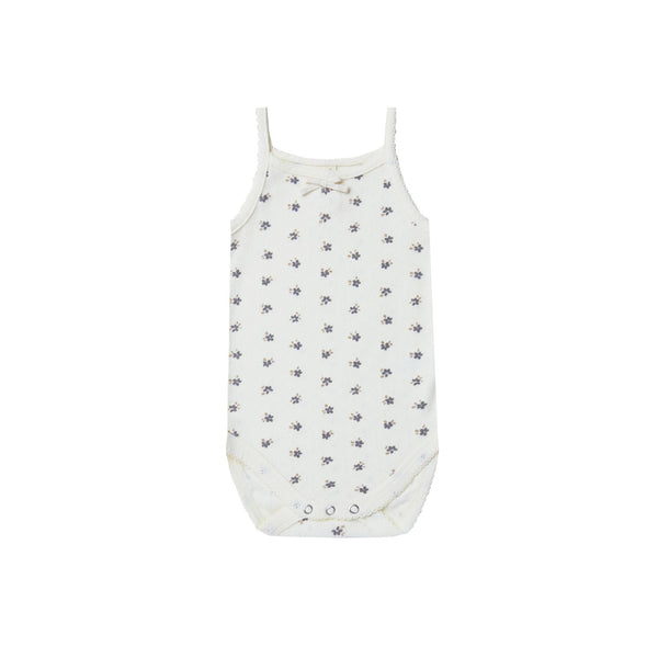 Pointelle Tank Bodysuit | Indigo Ditsy - HoneyBug 