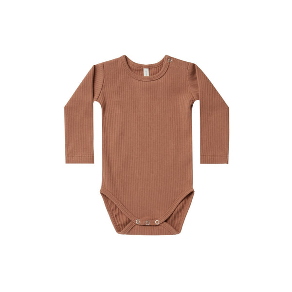 Ribbed Long Sleeve Bodysuit | Amber - HoneyBug 