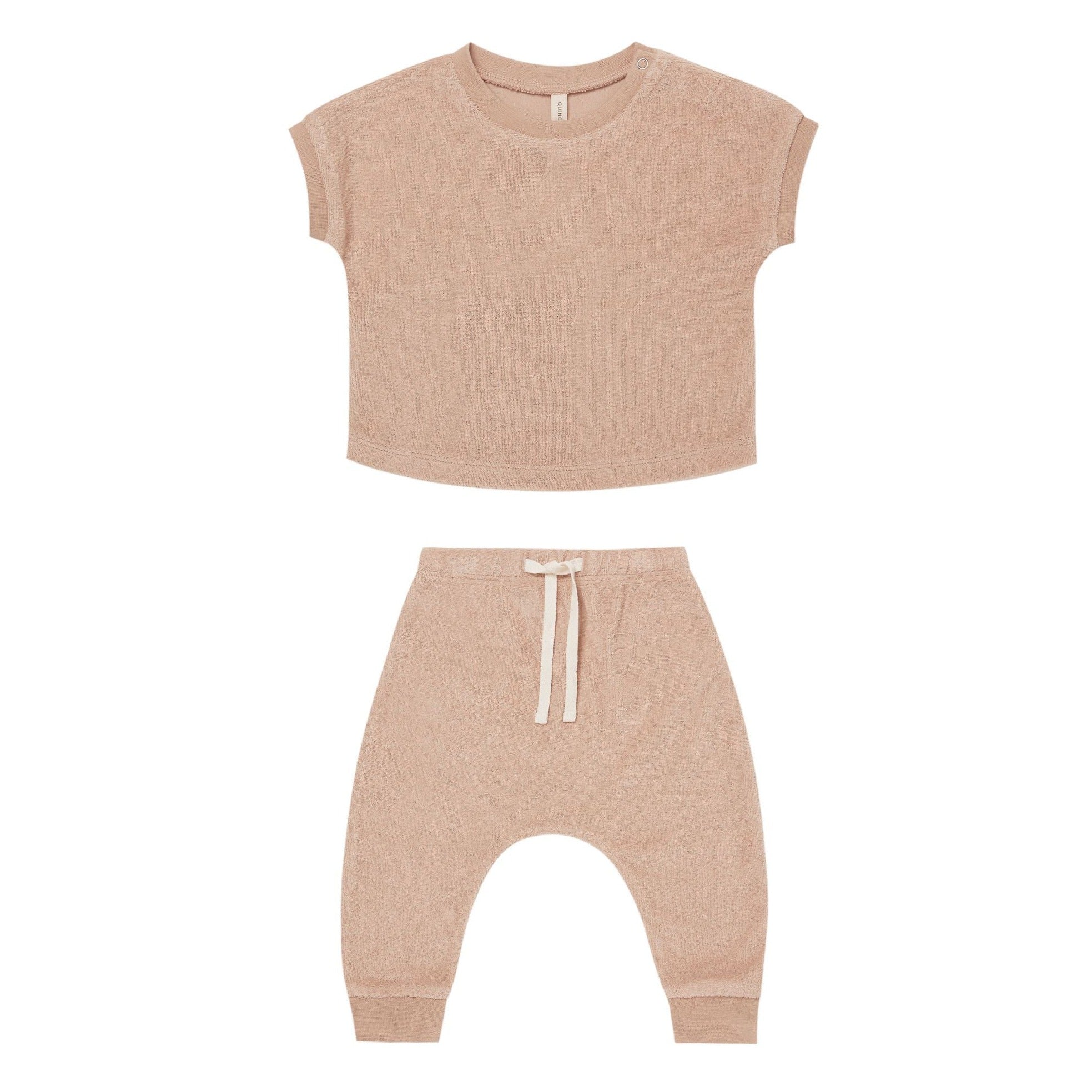 Terry Tee + Pant Set | Blush - HoneyBug 