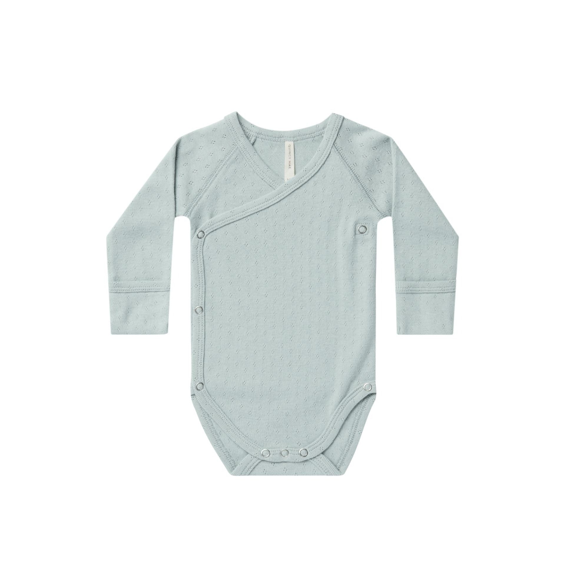 Pointelle Side-Snap Bodysuit | Sky - HoneyBug 