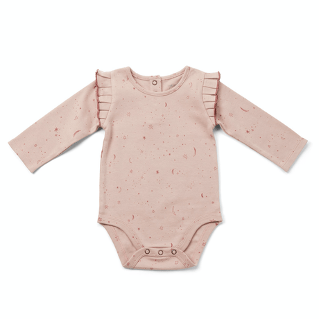 Ruffle Long Sleeve Bodysuit - Stardust - HoneyBug 