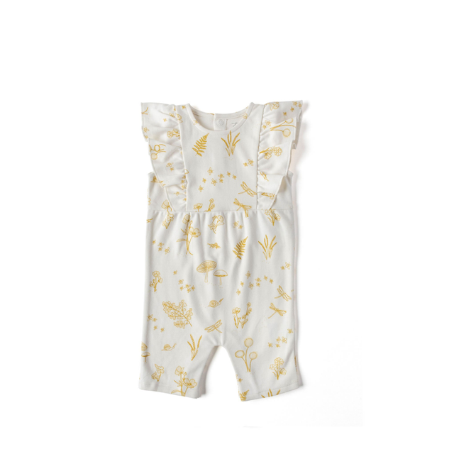 Sleeveless Flutter Romper - Botanica - HoneyBug 