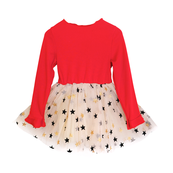 Tiny Stars Red Long Sleeve Parker Dress - HoneyBug 