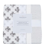 Nordic Stamp and Pencil Stripe Bamboo Muslin Newcastle Throw Blanket - HoneyBug 