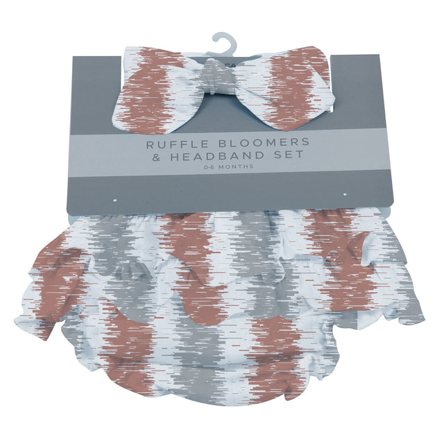 Western Stripe Ruffle Cotton Bloomer Headband Set - HoneyBug 