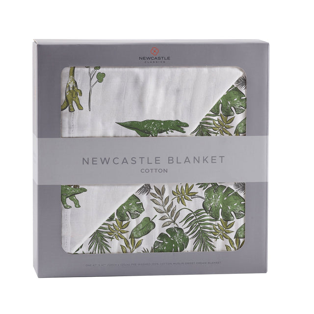 Dino Days and Tropical Forest Cotton Newcastle Blanket - HoneyBug 