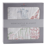 Turtles and Water Lily Bamboo Muslin Newcastle Blanket - HoneyBug 