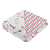 Playful Kitty and Candy Stripe Bamboo Muslin Newcastle Blanket - HoneyBug 
