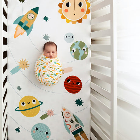 Crib Sheet and Swaddle Bundle - Space Explorer - HoneyBug 