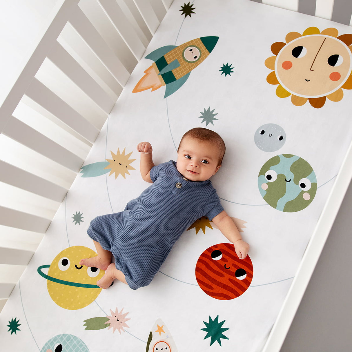 Space Explorer Standard Size Crib Sheet - HoneyBug 