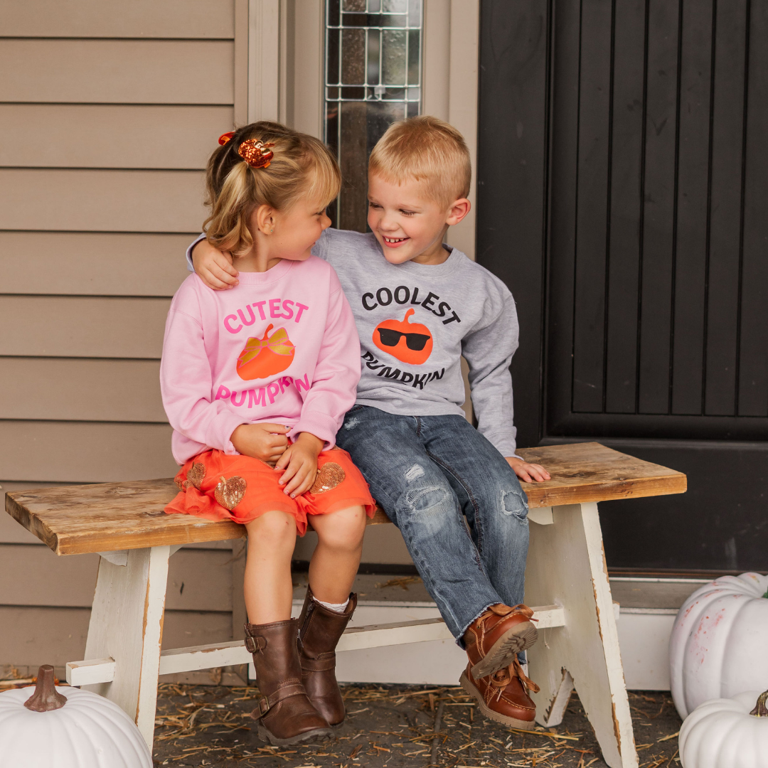 Coolest Pumpkin Sweatshirt - Autumn Kids Sweatshirt - Gray - HoneyBug 