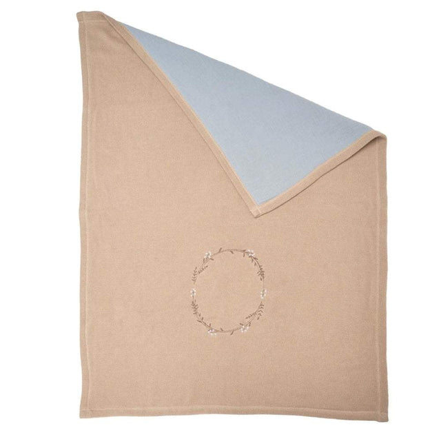 Wreath Embr. Double Sided Blanket - Brown - HoneyBug 
